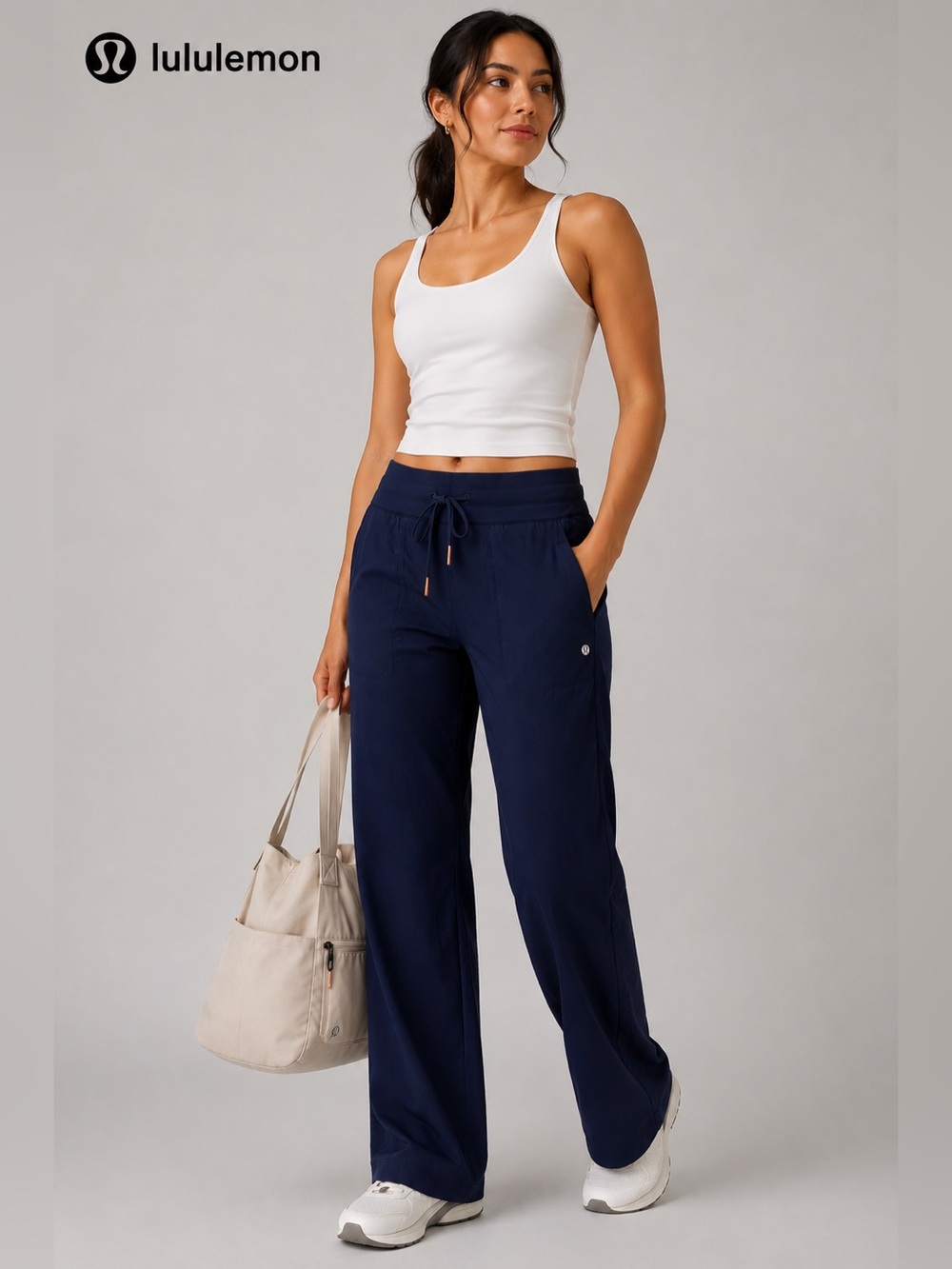 Lululemon Studio Pants Navy Drawstring Wide Leg Yoga Pants Women’s 8 Reg